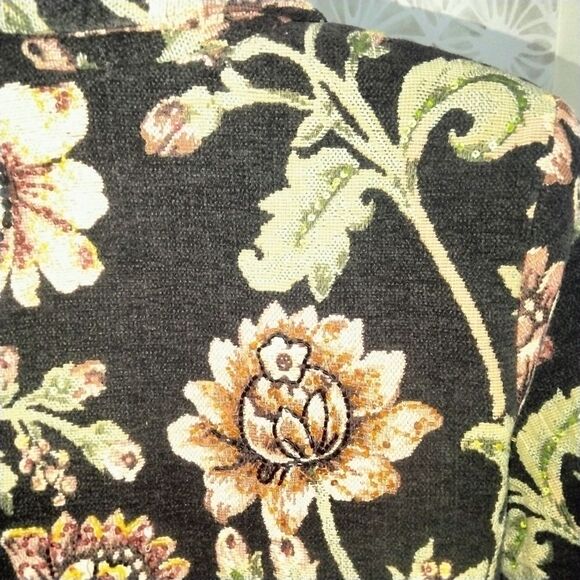 Anage Vintage Sequins / Beaded Tapestry Floral Black Jacket - Picture 8 of 12